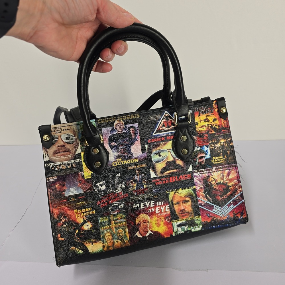 Chuck Norris Movie Poster Satchel Handbag Women Black